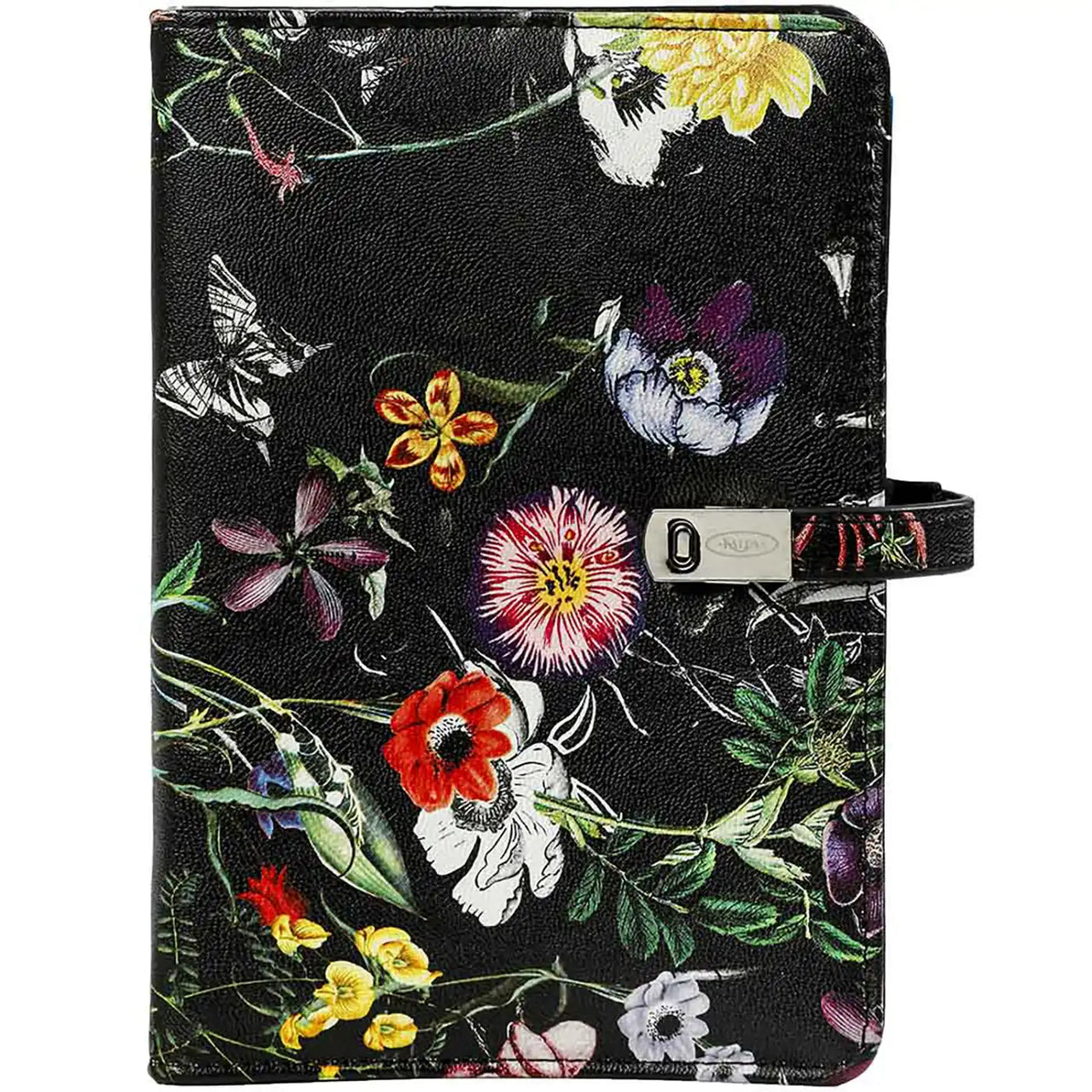 1111-12 Regilizable Personal de 6 anillos Agenda de agenda flores de floración negra