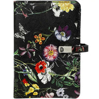 1111-12 Regilizable Personal de 6 anillos Agenda de agenda flores de floración negra