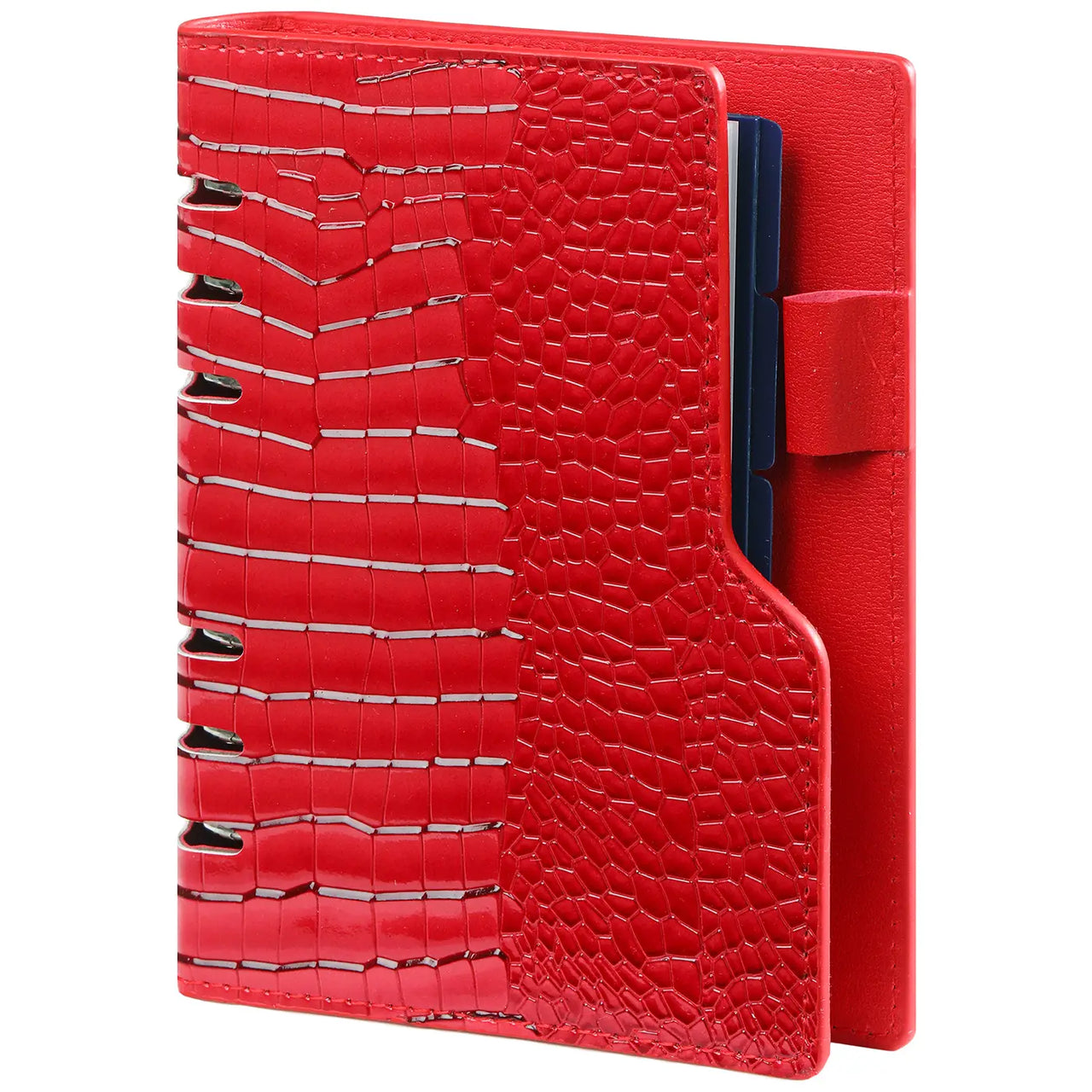1116-62 Personal 6 Ringband Organizer Clipbook Glans Croco Rood