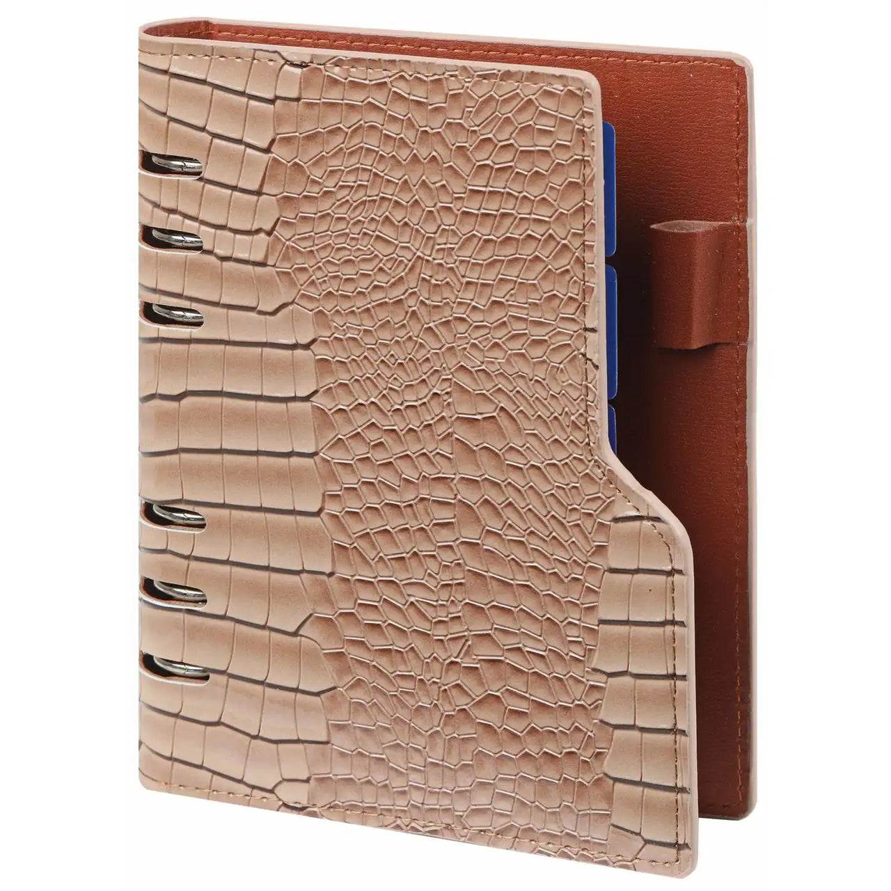 1116-63 Personal 6 Ring Binder Planer Clipbook Glanz Croco Taupe
