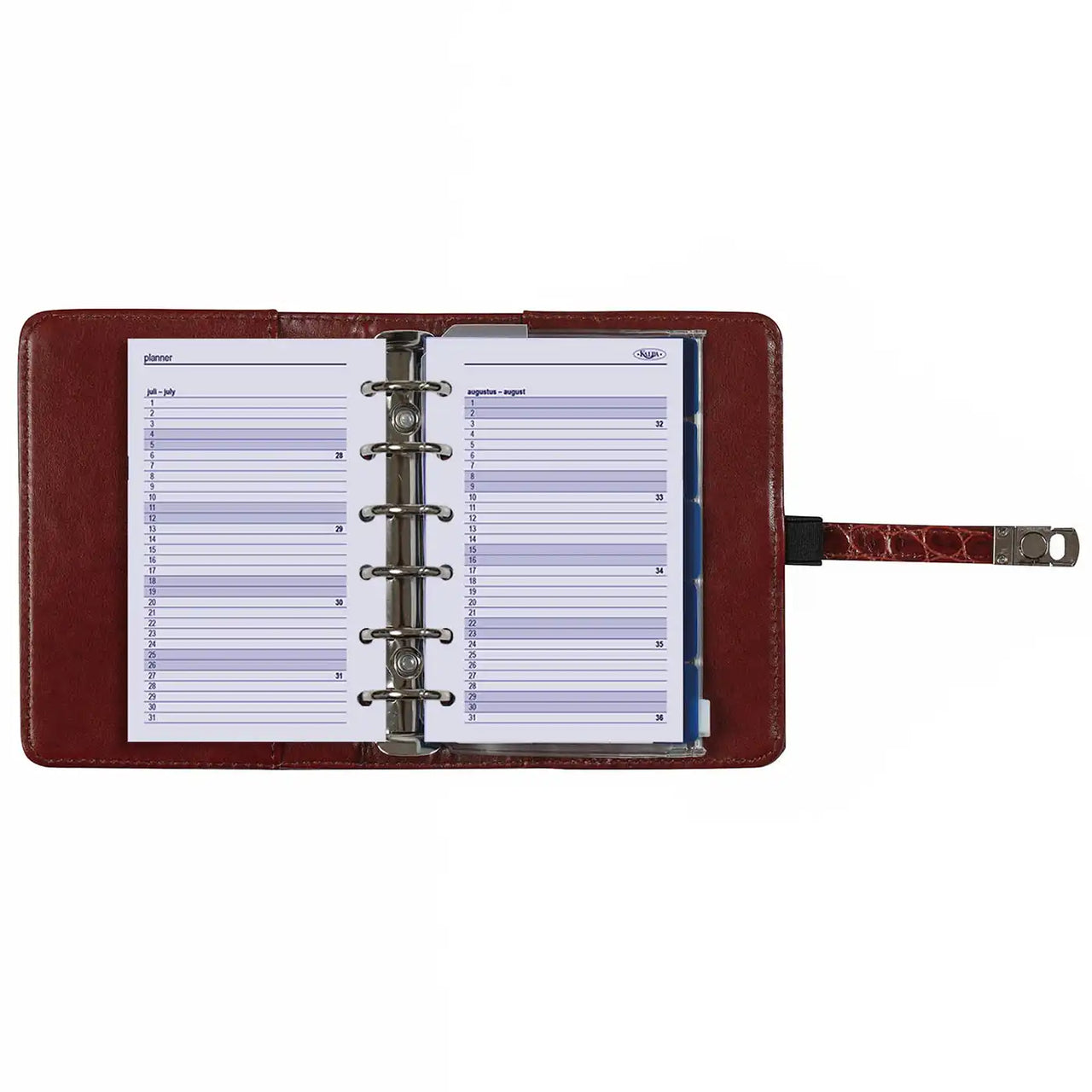  Refillable Pocket Ring Binder Planner Croco Cognac by Kalpa