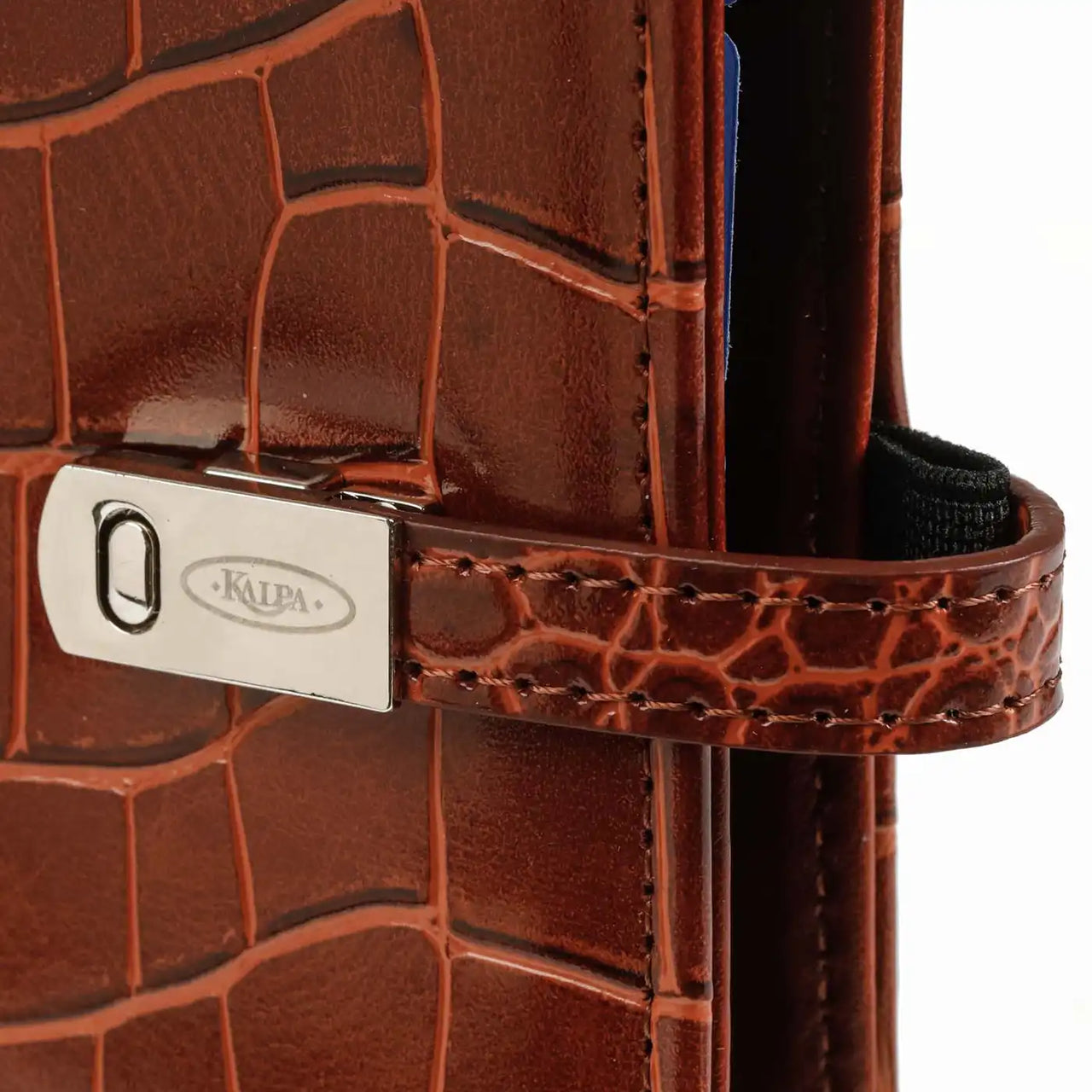 Modern  Refillable Pocket Ring Binder Planner Croco Cognac