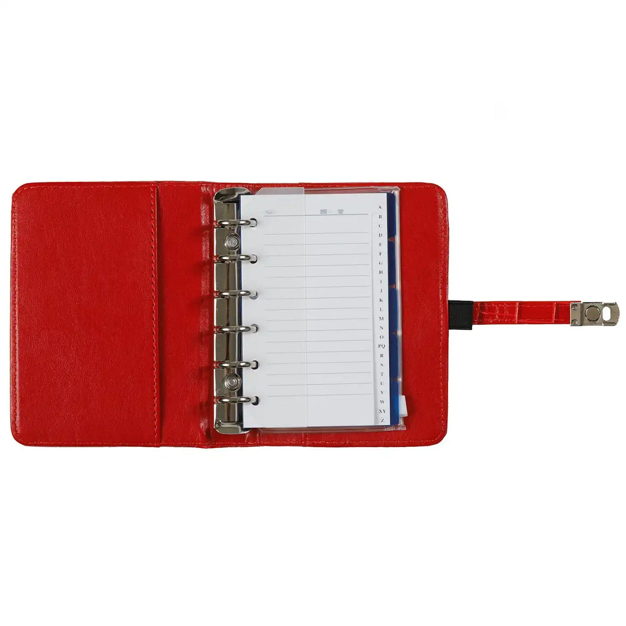 Open View of the Refillable Pocket Ring Binder Planner Organizer Croco Red