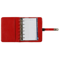 Open View of the Refillable Pocket Ring Binder Planner Organizer Croco Red