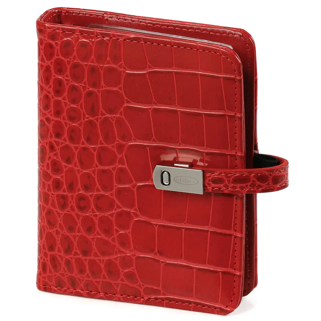 Refillable Pocket Ring Binder Planner Organizer Croco Red