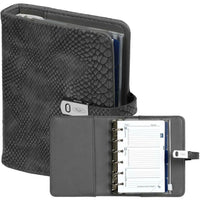 Elegant Pocket Ring 6 Binder Organizer Croco Gray