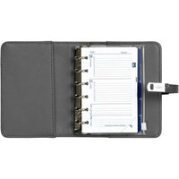 Stylish Pocket Ring 6 Binder Organizer Croco Gray