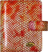 1311-88 Pocket organizer – snakeskin pattern, yellow and burgundy red
