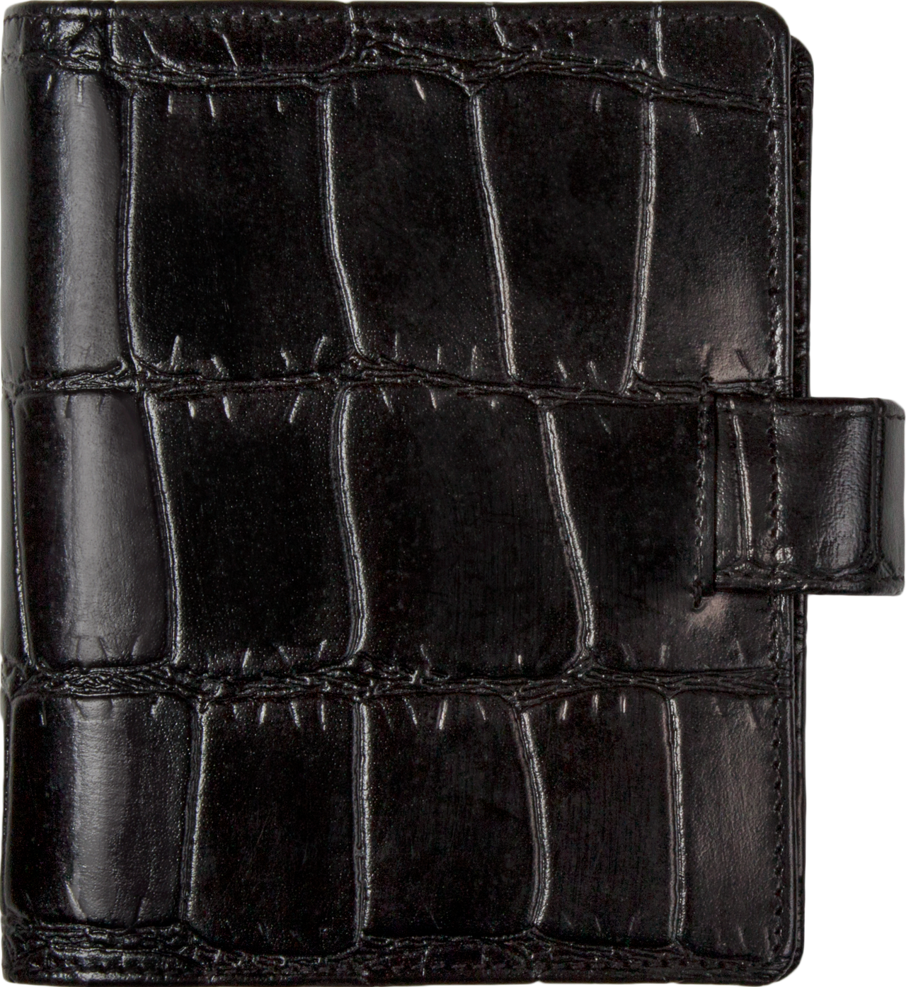 1311-Cj pocket leer organizer Zwarte crocoprint