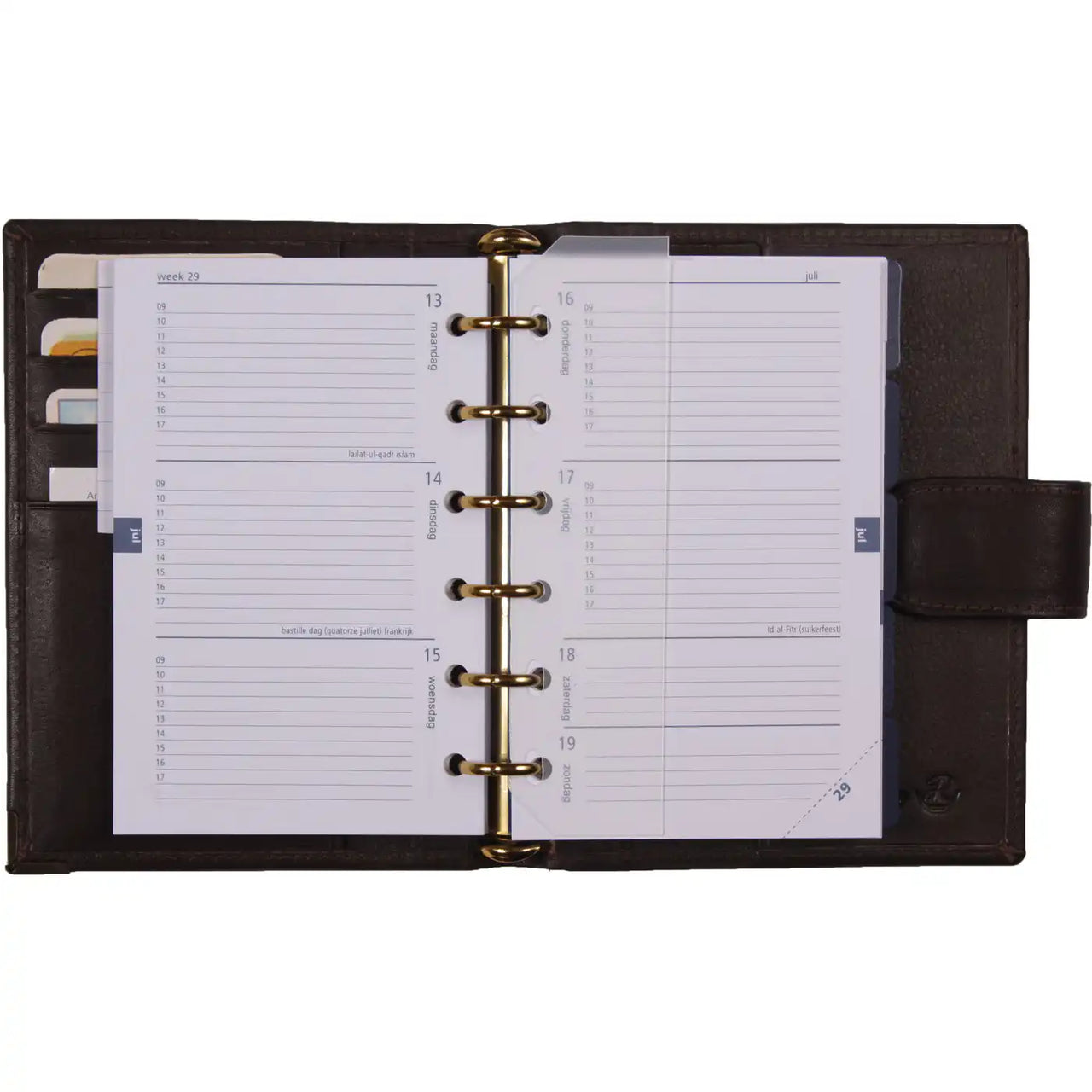 1311-XD Pocket 6 Ring Planner Agenda Brown