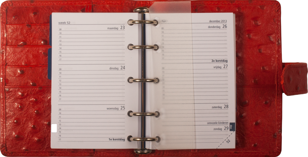 1401-Sr Mini organizer, rode struisvogelprint – leer
