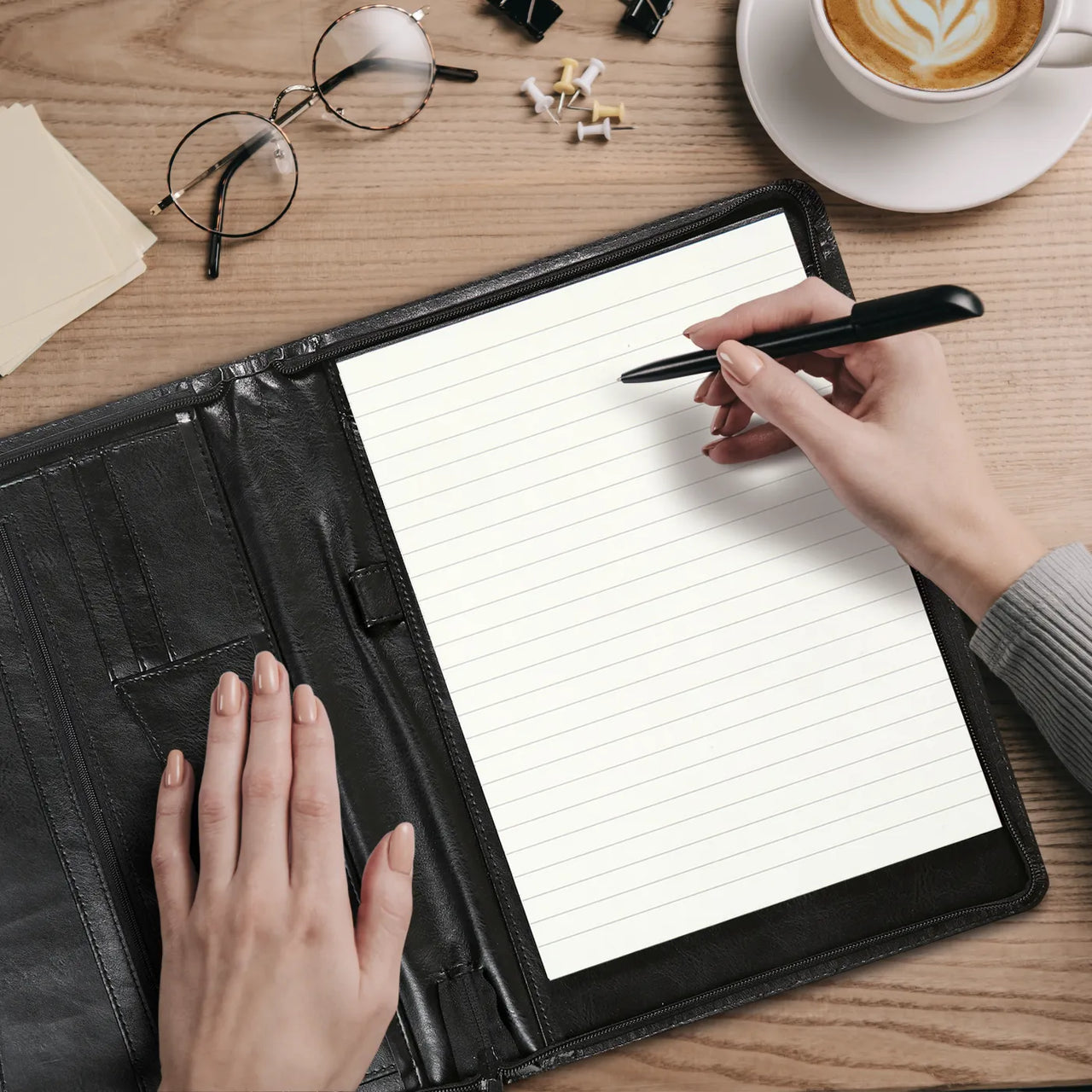 2400-60 A4 Alpstein Schrijfmap met ritssluiting Pullup Zwart