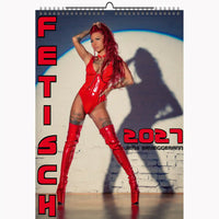 Calendar cover featuring a person in red lingerie and boots with 'Fetisch' and '2027' text.