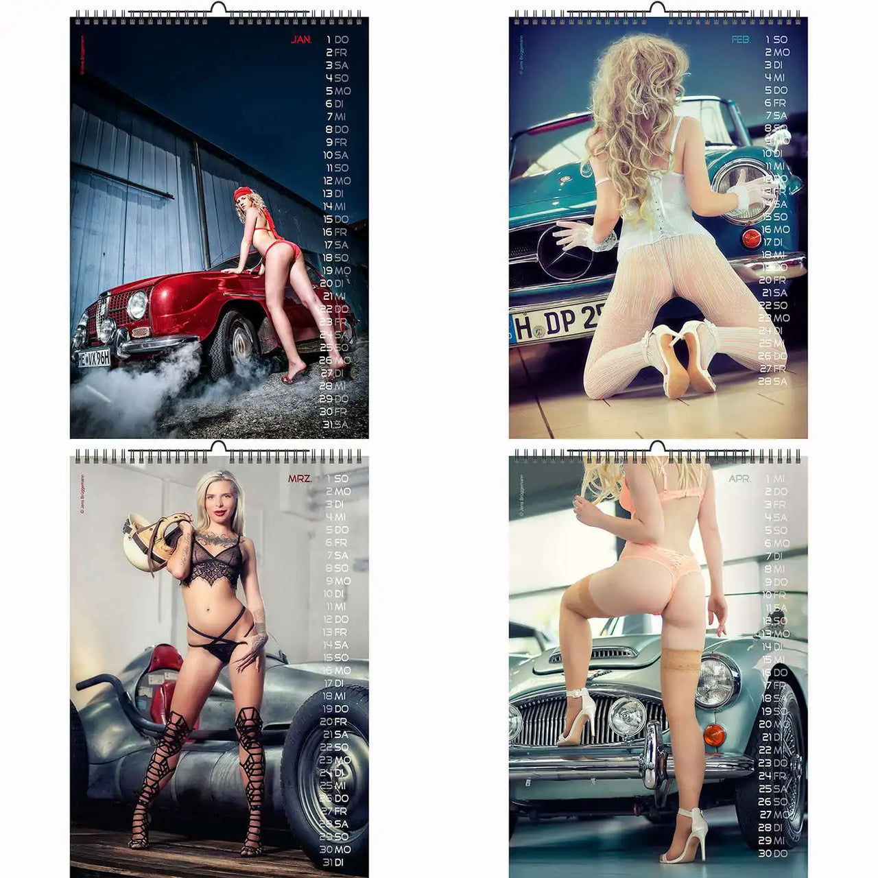 Sexy Girls on Oldtimers A3 Kalender zurück 2026 + Cutepinups 2026 2027 + kostenlos 2025 Kalender