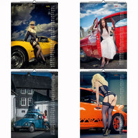 Sexy Girls on Oldtimers A3 Kalender zurück 2026 + Cutepinups 2026 2027 + kostenlos 2025 Kalender