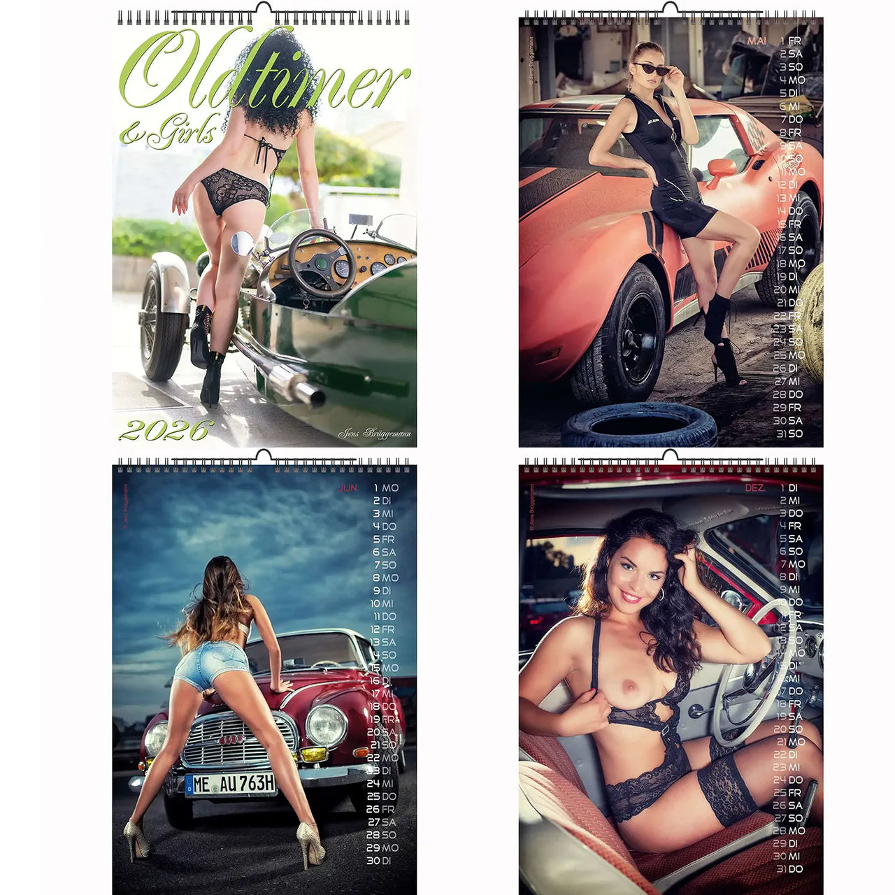 Sexy Girls on Oldtimers A3 Kalender zurück 2026 + Cutepinups 2026 2027 + kostenlos 2025 Kalender