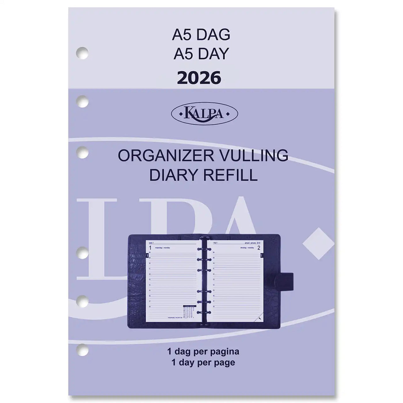 6401-26 210 x 144 mm A5 Planner Organizer Refills Daily EN NL (a bit rust on the ringbinder!) + Storage Folder 2026