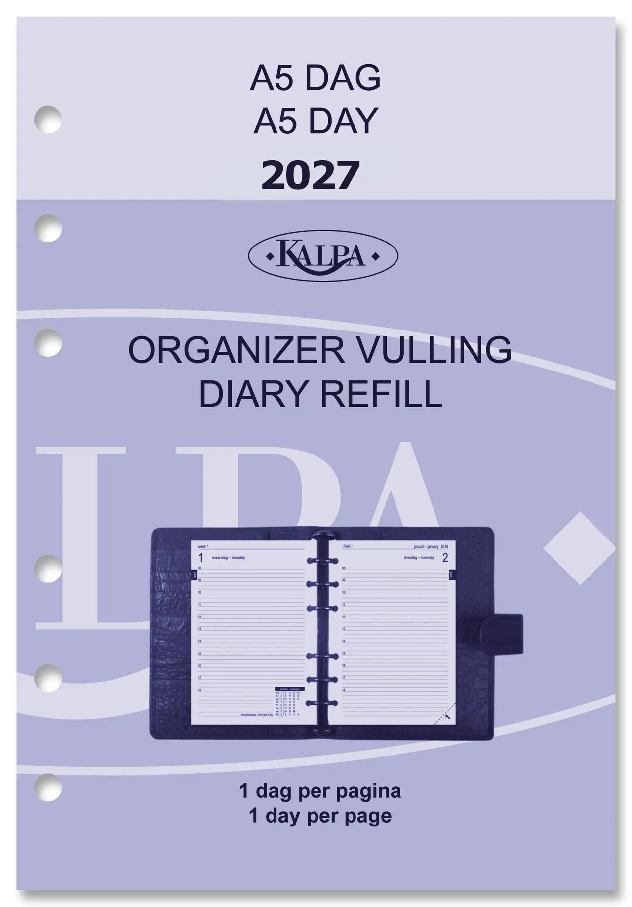 6301-27 210 x 144 mm A5 Planner Refills 1 day per page complete 2026 NL EN