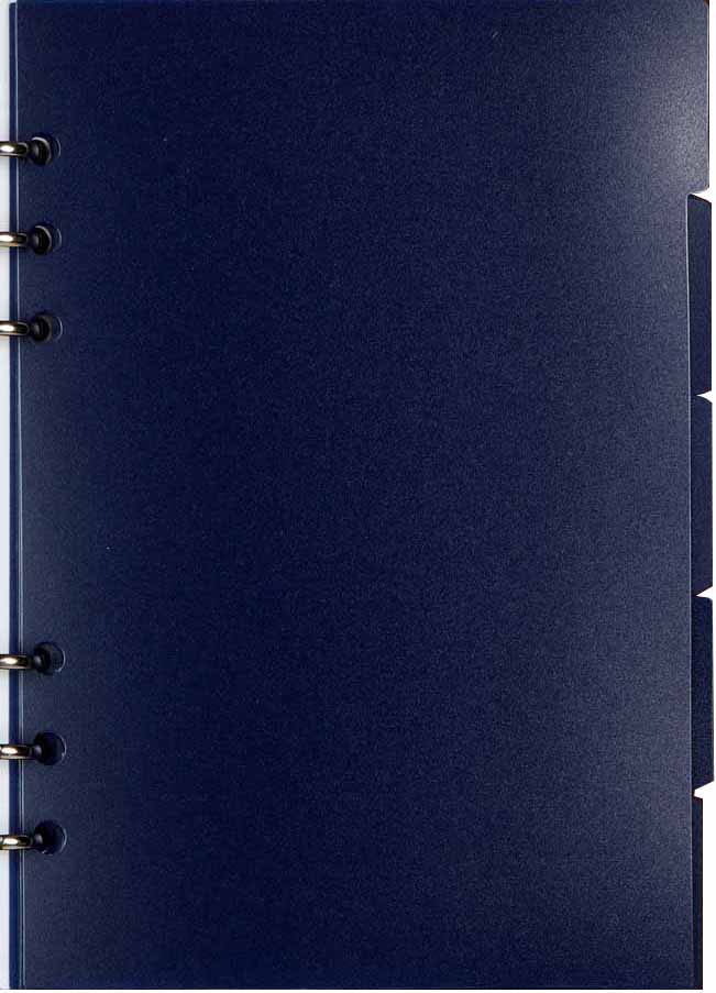 Blue notebook with metal rings on a white background