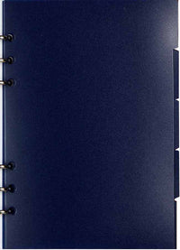 Blue notebook with metal rings on a white background
