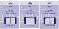 6406-25-26-27 210 x 144 mm A5 Binder nachfüllt wöchentlich EN DE FR NL (etwas Rost auf dem Ringbinder!) + Speicherordner 2025 2026 2027