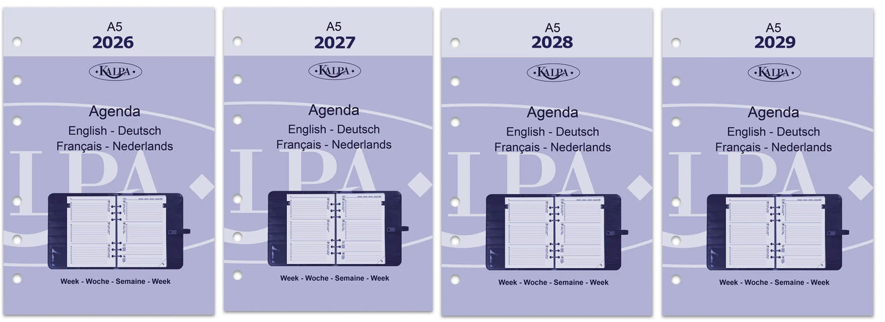 6206-26-27-28-29 210 x 144 mm A5 Recargas del diario semanal de fr nl 2026 2027 2028 2029