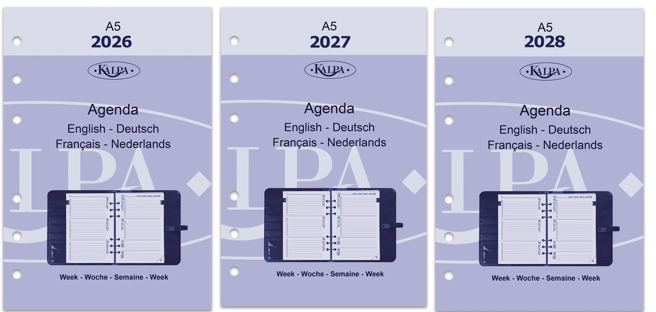 6206-26-27-28 210 x 144 mm A5 Recargas del diario semanal de fr nl 2026 2027 2028