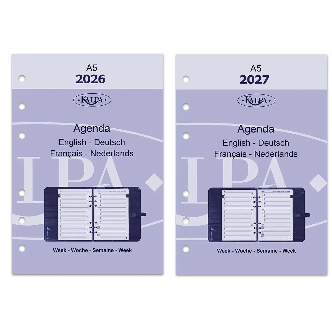 Kalpa A5 weekly planner refills for 2026 and 2027 DE FR NL EN