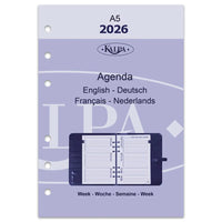 Kalpa A5 Agenda Refill 2026 Weekly EN DE FR NL