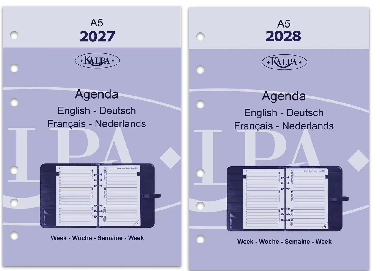 6206-27-28 210 x 144 mm A5 La agenda inserta semanalmente en de fr nl 2027 2028