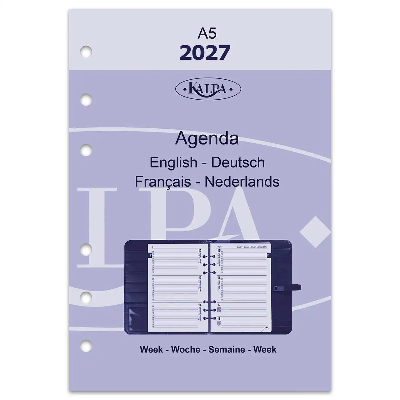 6206-27 210 x 144 mm A5 Diary Inserts Weekly EN DE FR NL 2027