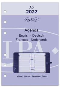 6206-27 210 x 144 mm A5 Diario inserta semanalmente en de fr nl 2027