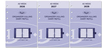 6407-26-27-28 210 x 144 mm A5 6 Ring Agenda Filler Week NL EN (a bit rust on the ringbinder!) + Storage Folder  2025 2026 2027 (Copy)