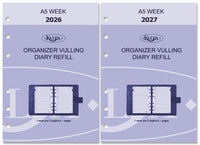 6407-26-27 210 x 144 mm A5 6 Ring Agenda Füllwoche NL EN (Ein bisschen Rost auf dem Ringbinder!) + Speicherordner 2026 2027