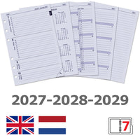 6207-27-28-29 A5 210 x 144 mm Agenda Refill 2027 2028 2029 Week per 2 pages Dutch English