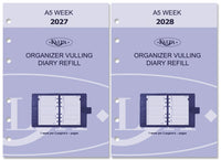 6407-27-28 210 x 144 mm A5 6 Ring Agenda Filler Week NL EN (a bit rust on the ringbinder!) + Storage Folder  2027 2028