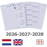 6311-26-27-28 170 x 95 mm Personal Planificador de agenda recargas diarias Completas SET EN NL 2026 2027 2028