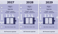 6316-27-28-29 170 x 95 mm Personal Bindmiddelenagenda Vulling met extra's 1 Week per 2 Paginas EN DE FR NL 2027 2028 2029