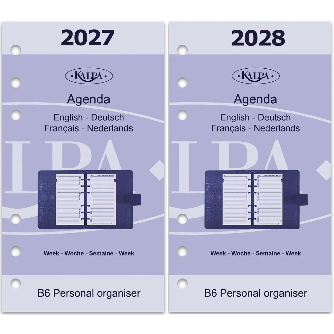 6216-27-28 170 x 95 mm Personal Agenda Insertar papel en de fr nl 2027 2028