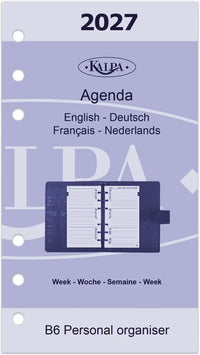6316-27 170 x 95 mm Personal Bindmiddelenagenda Vulling Jaardoos 1 Week per 2 Paginas EN DE FR NL 2027