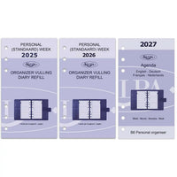 6217-25-26-27 170 x 95 mm de la agenda personal de la agenda recargas semanales NL EN 2025 2026 2027