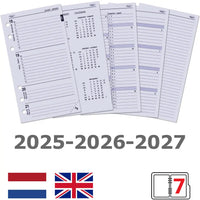 6217-25-26-27 170 x 95 mm de la agenda personal de la agenda recargas semanales NL EN 2025 2026 2027