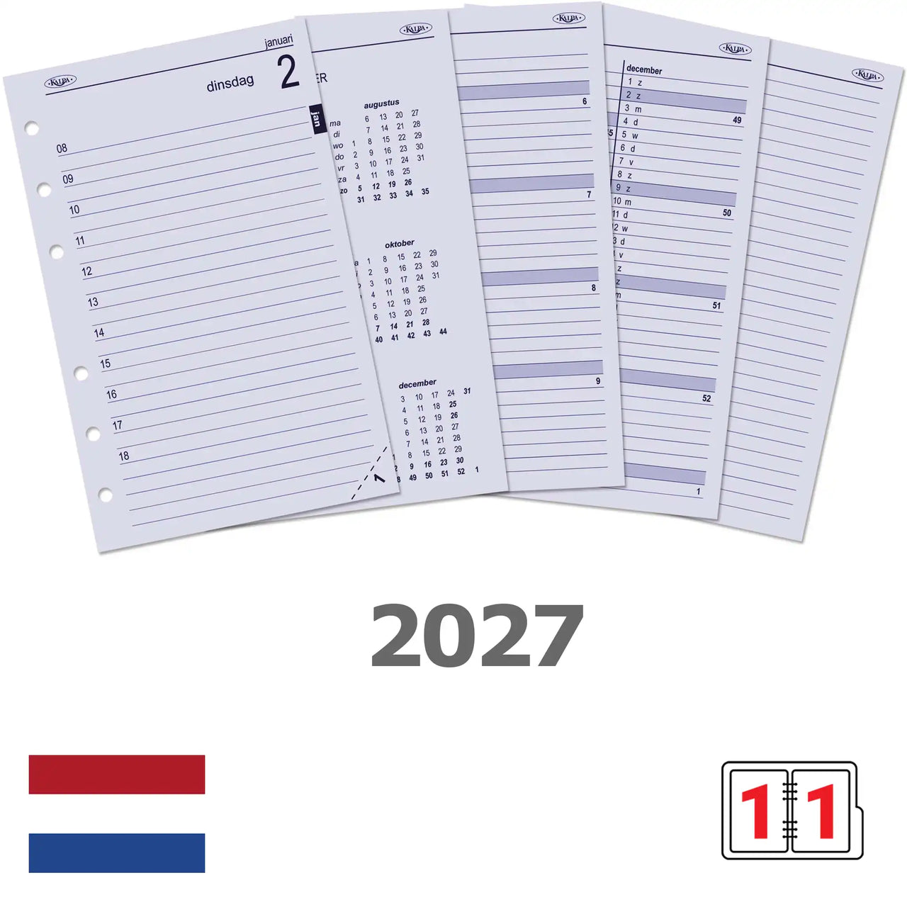 6221-27 150 x 95 mm Senior Agenda Refills Daily NL 2027
