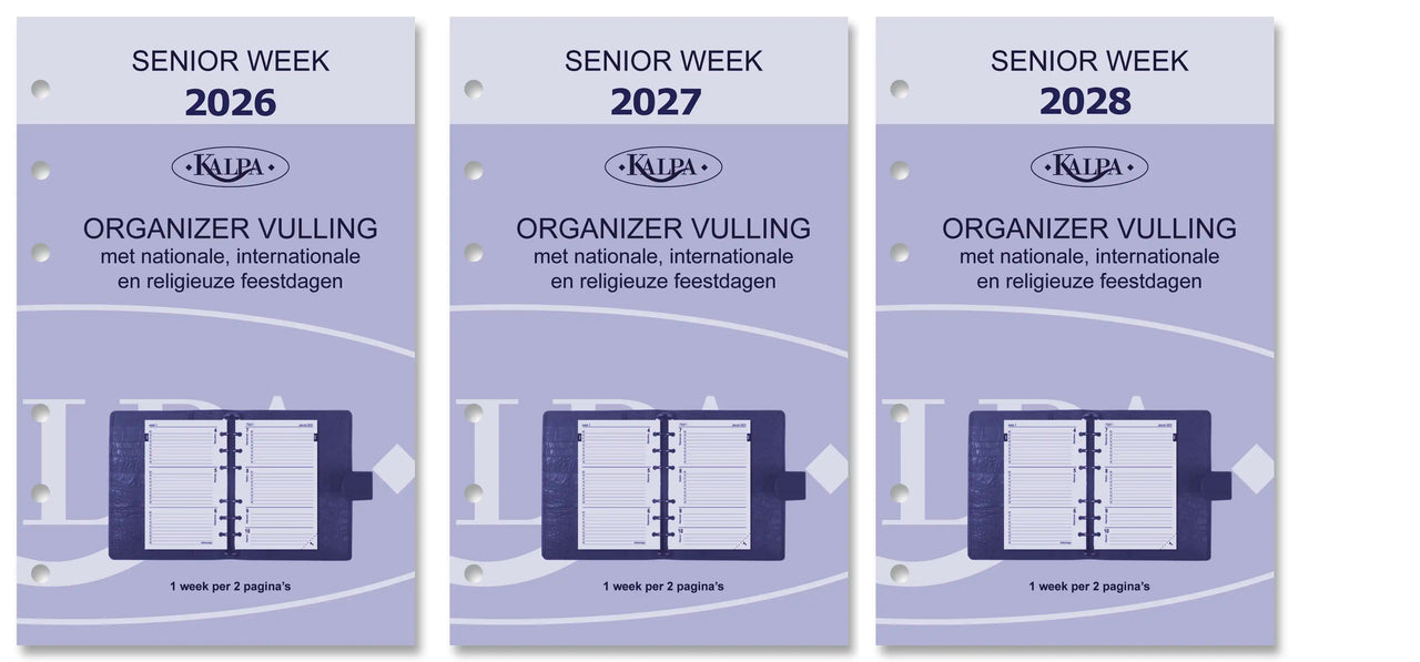 6327-26-27-28 150 x 95 mm Senior Planner Organizer Inzetstukken Jaardoos NL 2026 2027 2028