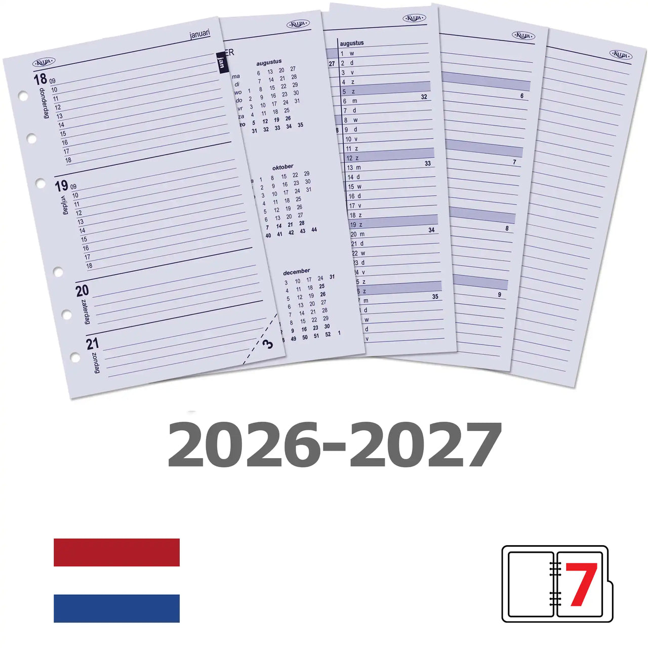 6227-26-27 150 x 95 mm Senior Agenda Planer Nachfüllungen wöchentlich nachfüllen NL