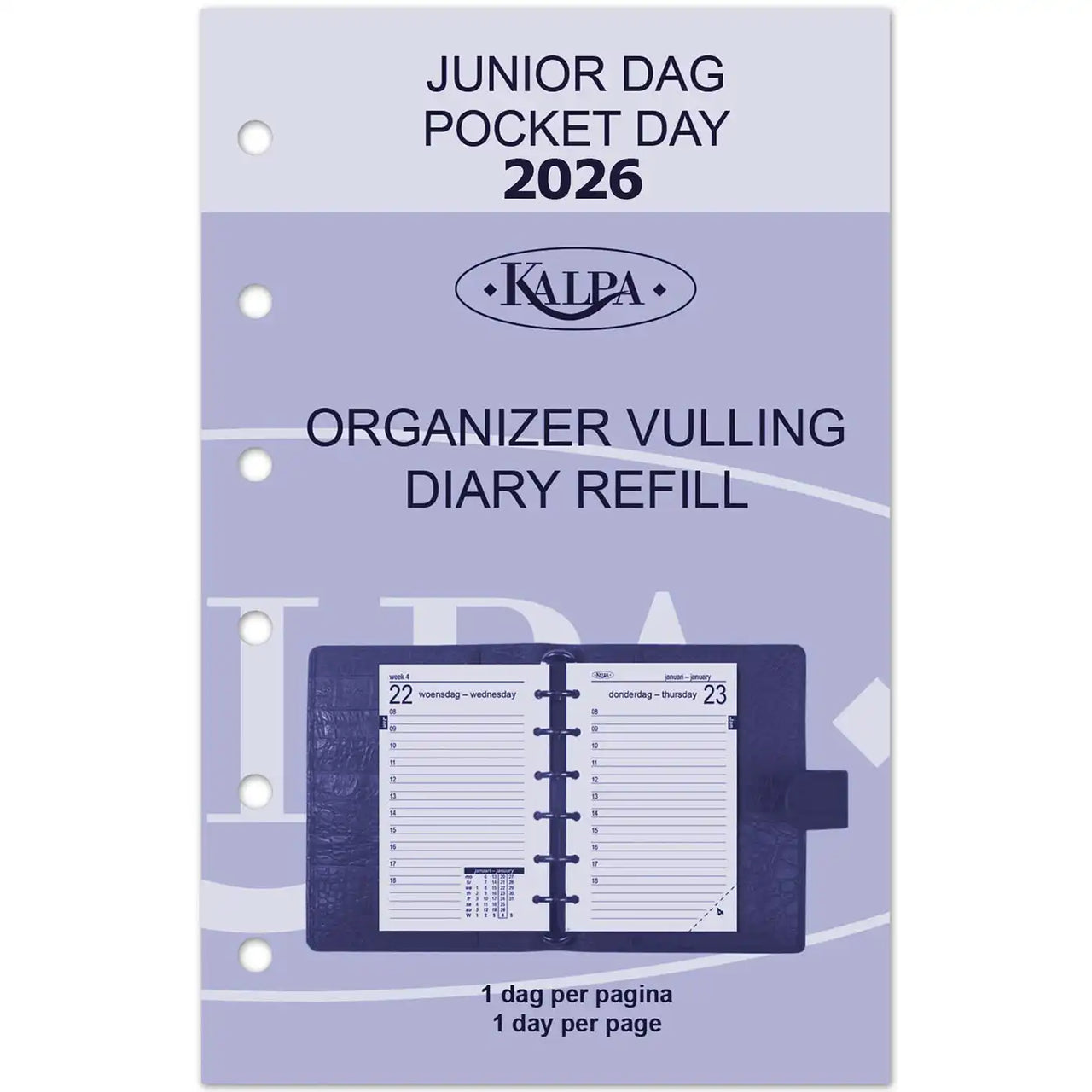 6331-26 125 x 80 mm de bolsillo 6 anillo Agenda Organizador Insertos diarios Conjuntos completos NL EN 2026