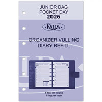 6331-26 125 x 80 mm de bolsillo 6 anillo Agenda Organizador Insertos diarios Conjuntos completos NL EN 2026