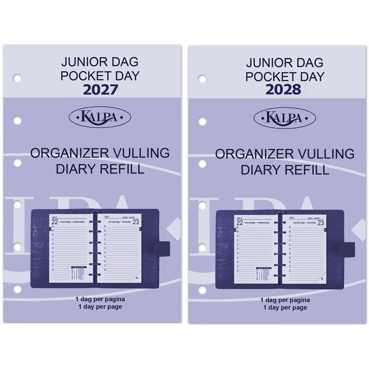 6331-27-28 125 x 80 mm Pocket Planner Organizer Vulling 1 Dag per Pagina  Jaardoos EN NL  en 2027 2028
