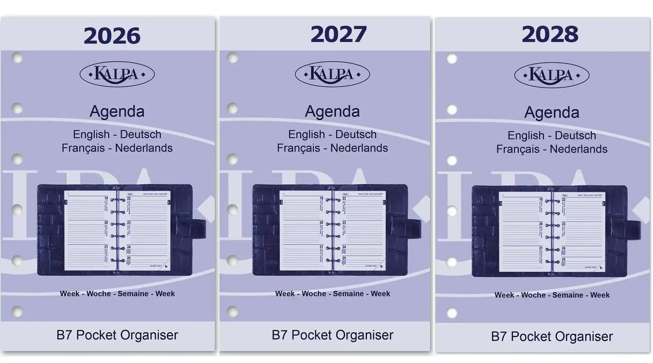 6236-26-27-28 125 x 80 mm Pocket Agenda Organizer Inzetstukken 1 Week per 2 Paginas EN DE FR 2026 2027 2028