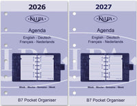 6336-26-27 125 x 80 mm Pocket Agenda Binder Nachfüllungen wöchentlich komplettes Set EN FR DE NL 2026 2027